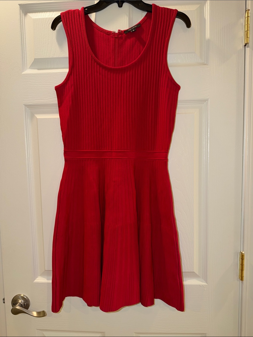 Pink Tartan Red Ribbed Sleeveless Skater Dress